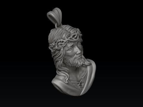 Jesus Christ Head With Thorns Pendant 3D print model Modelo de Impressão 3D