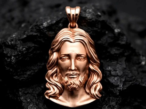 Pendentif t&ecirc;te de J&eacute;sus-Christ v2 Mod&egrave;le d'impression 3D Modèles 3D en vedette