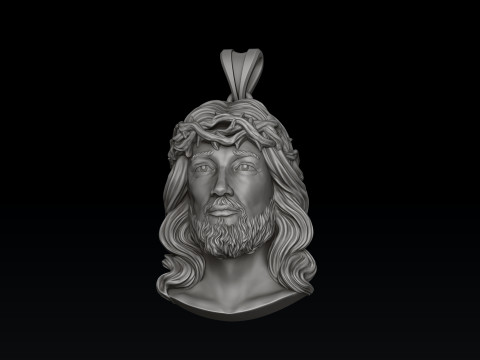 Jesus Christ Head With Thorns Pendant v2 3D print model 3Dプリントモデル
