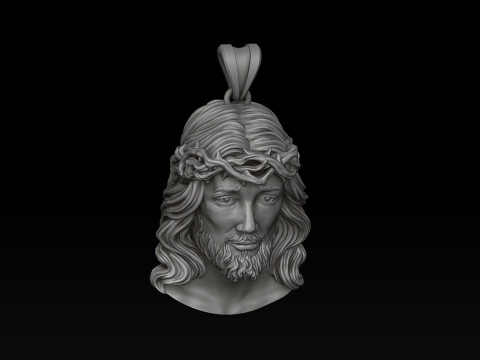 Jesus Christ Head With Thorns Pendant v2 3D print model 3Dプリントモデル