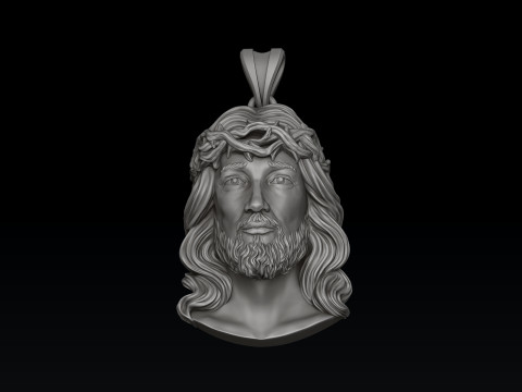 Jesus Christ Head With Thorns Pendant v2 3D print model 3Dプリントモデル