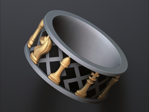 Jewelry Chess Ring With Enamel 3D print model Modello di stampa 3D