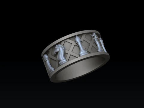Jewelry Chess Ring With Enamel 3D print model 3D Print Model