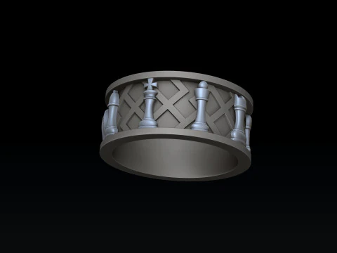 Jewelry Chess Ring With Enamel 3D print model 3D Print Model