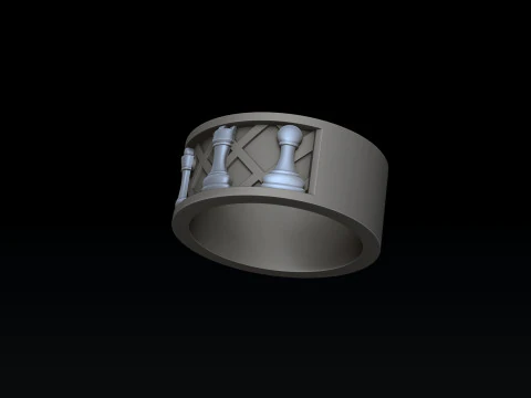 Jewelry Chess Ring With Enamel 3D print model 3D Print Model