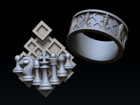 Jewelry Chess Pendant Ring With Enamel Collection Set Pack 3D print model 3Dプリントモデル