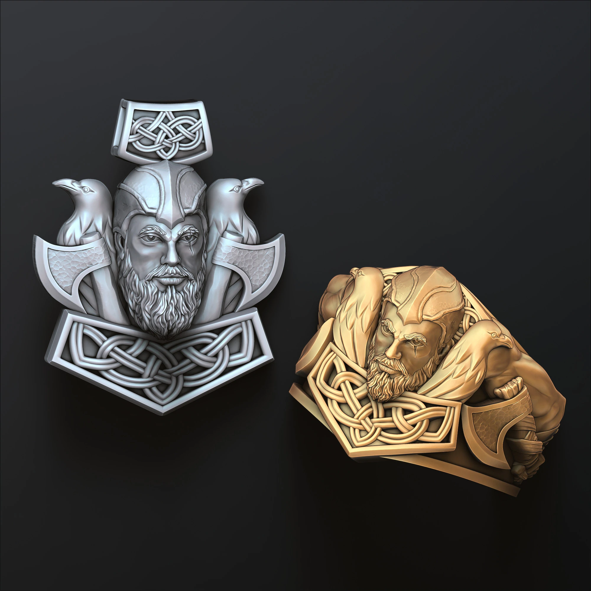 Ensemble de collection de pendentifs de bague Viking Mod&egrave;le d'impression 3D Modèles 3D en vedette .c4d .max .obj .3ds .fbx .stl .blend 