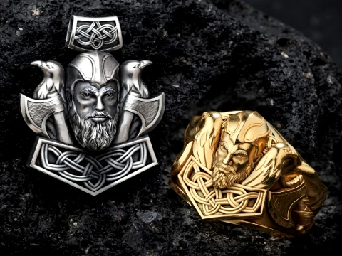 Ensemble de collection de pendentifs de bague Viking Mod&egrave;le d'impression 3D Modèles 3D en vedette