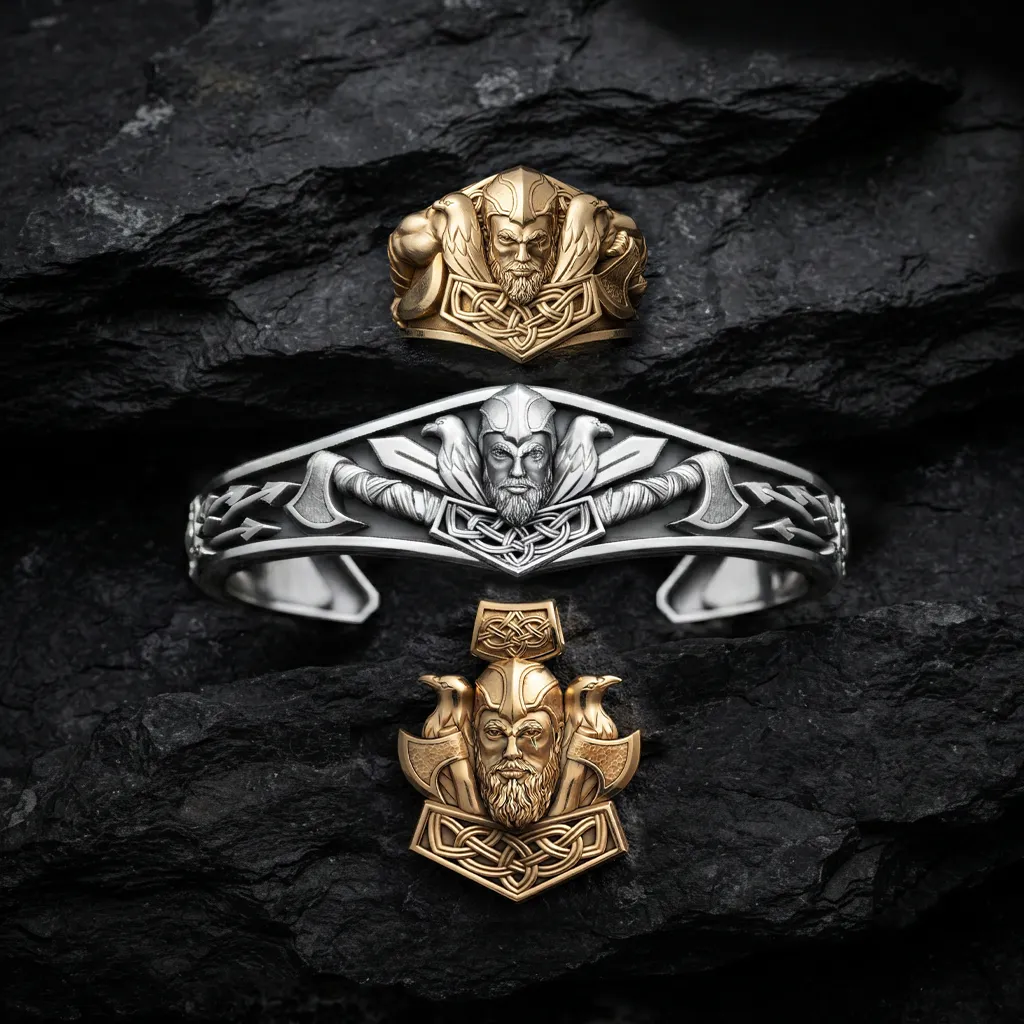 Viking Ring Pendant Bracelet Collection Set 3D print model 3D Print Model .c4d .max .obj .3ds .fbx .stl .blend