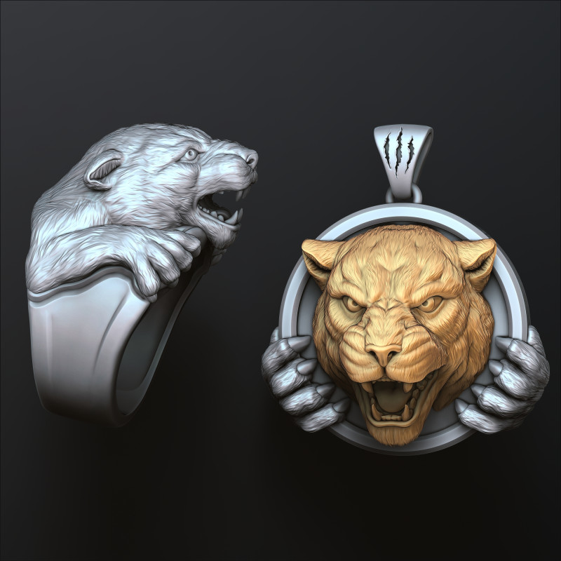 Pantere Ring Pendant Collection Pack 3D print model Modèles 3D en vedette .c4d .max .obj .3ds .fbx .stl .blend