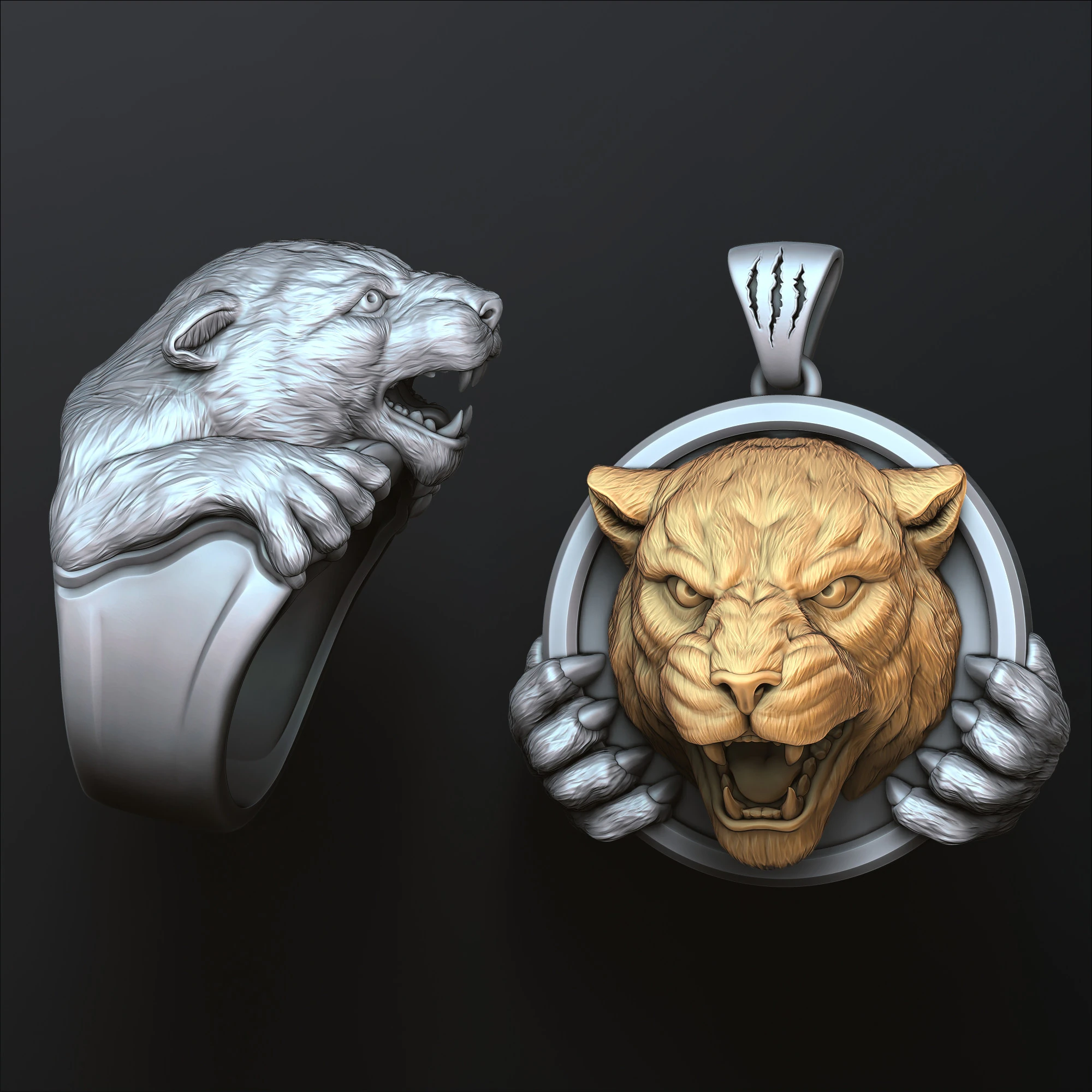 Pantere Ring Pendant Collection Pack 3D print model 3D Print Model .c4d .max .obj .3ds .fbx .stl .blend 