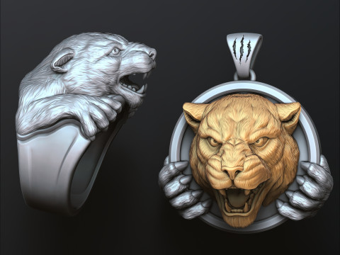 Pantere Ring Pendant Collection Pack 3D print model 3Dプリントモデル