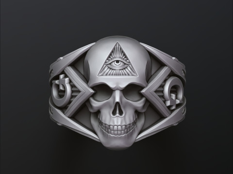 Skull Mason Ring 3D print model Modello di stampa 3D