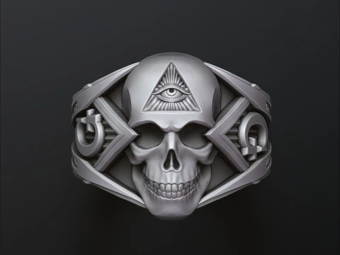 Model cetak 3D Cincin Tengkorak Mason Model Cetak 3D