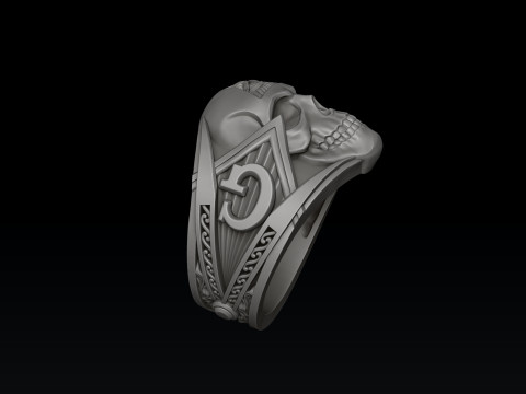 Skull Mason Ring 3D print model 3Dプリントモデル