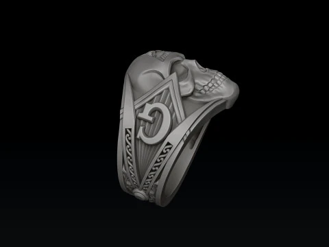 Skull Mason Ring 3D print model 3D Print Model