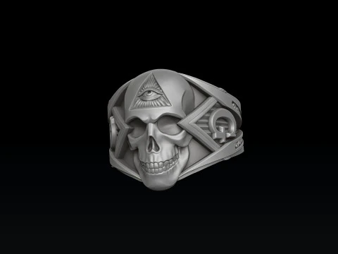 Skull Mason Ring 3D print model 3D Print Model