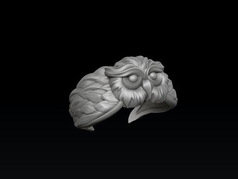 Owl Ring 3D print model 3Dプリントモデル