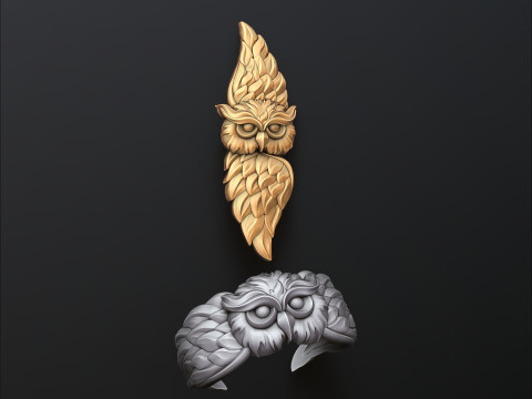 Owl Pendant Ring Set 3D print model 3Dプリントモデル