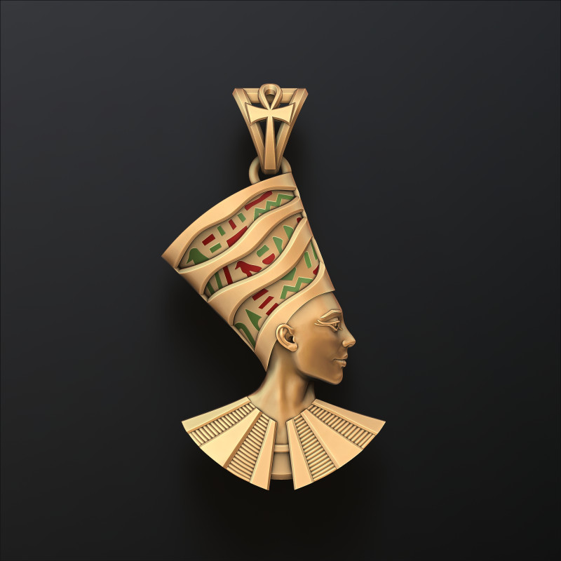 Nefertiti Enamel Pendant 3D print model Modèles 3D en vedette .c4d .max .obj .3ds .fbx .stl .blend