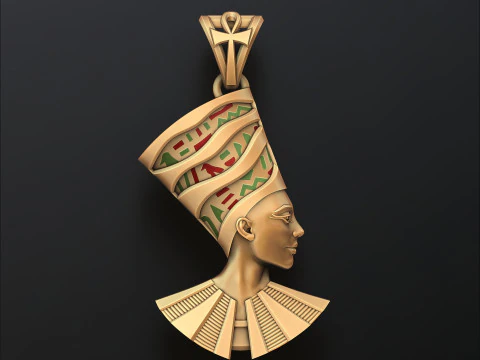 Modello di stampa 3D del pendente smaltato Nefertiti Modello di stampa 3D