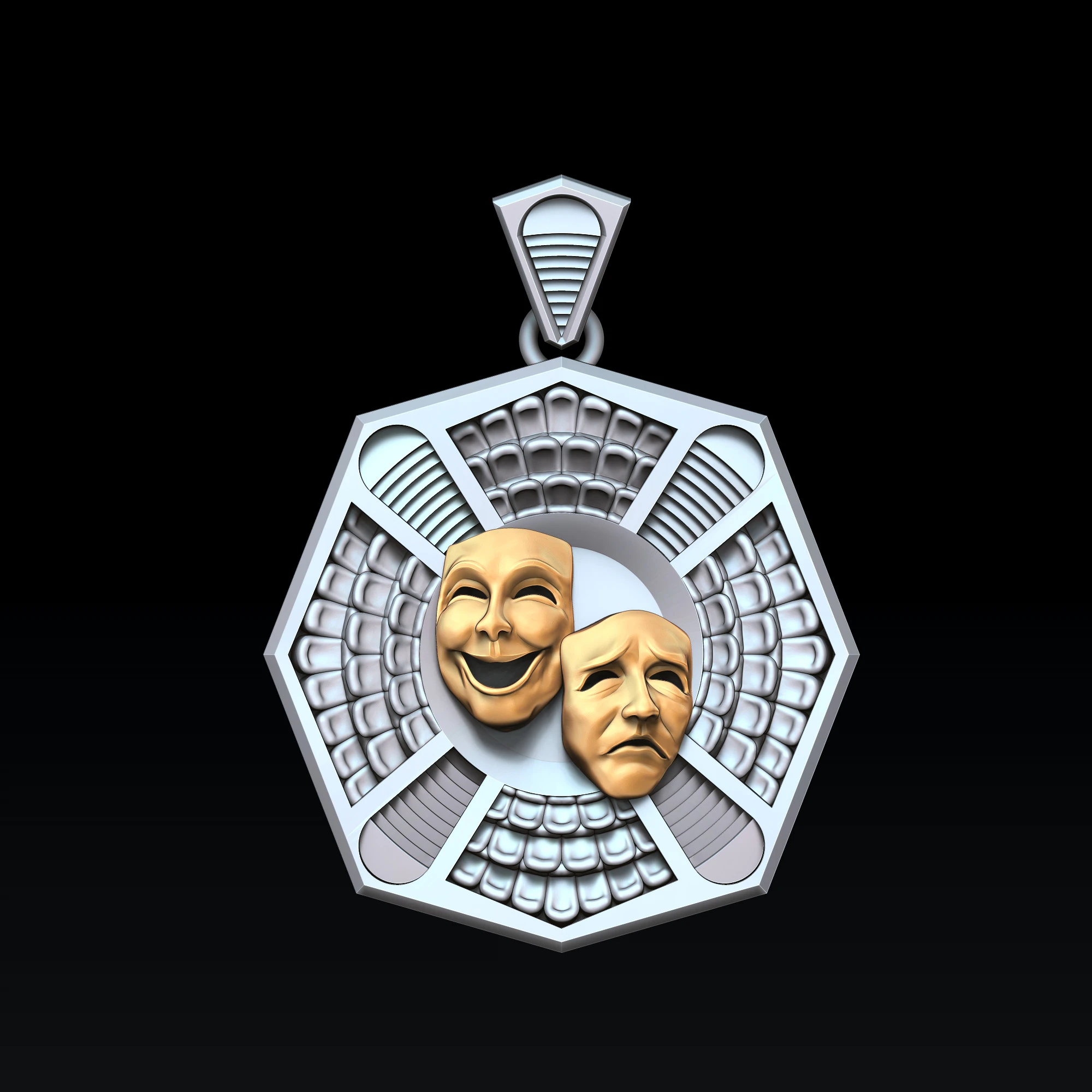 Theatre Mask Pendant 3D print model 3D Print Model .c4d .max .obj .3ds .fbx .stl .blend 
