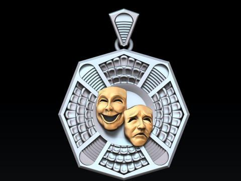 Theatre Mask Pendant 3D print model 3D Print Model