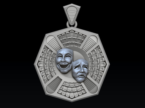 Theatre Mask Pendant 3D print model 3D 프린트 모델
