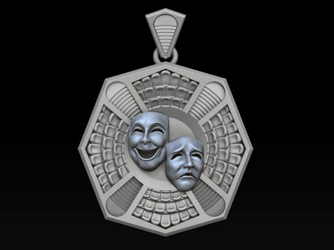 Theatre Mask Pendant 3D print model 3D Print Model