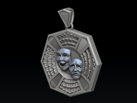 Theatre Mask Pendant 3D print model 3D 프린트 모델