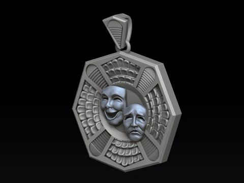 Theatre Mask Pendant 3D print model 3D Print Model
