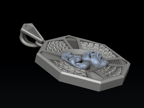 Theatre Mask Pendant 3D print model 3D 프린트 모델