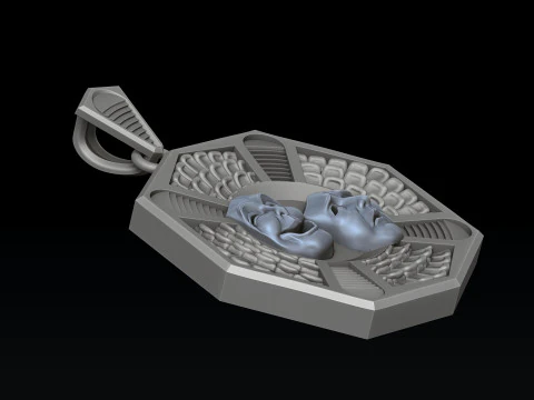 Theatre Mask Pendant 3D print model 3D Print Model