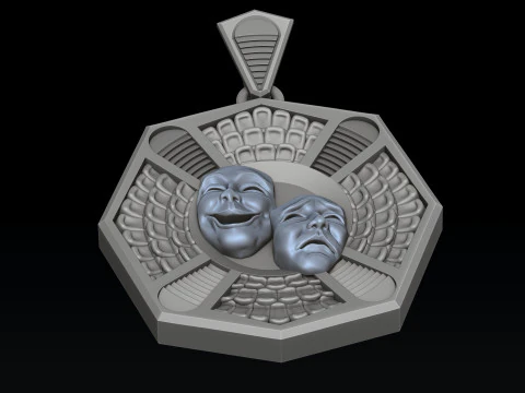 Theatre Mask Pendant 3D print model 3D Print Model
