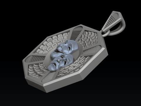 Theatre Mask Pendant 3D print model 3D 프린트 모델