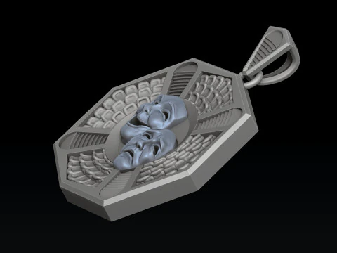 Theatre Mask Pendant 3D print model 3D Print Model