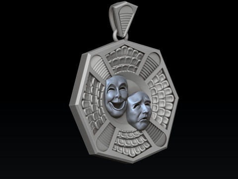 Theatre Mask Pendant 3D print model 3D 프린트 모델