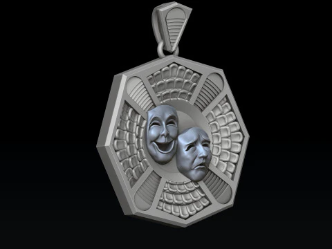 Theatre Mask Pendant 3D print model 3D Print Model