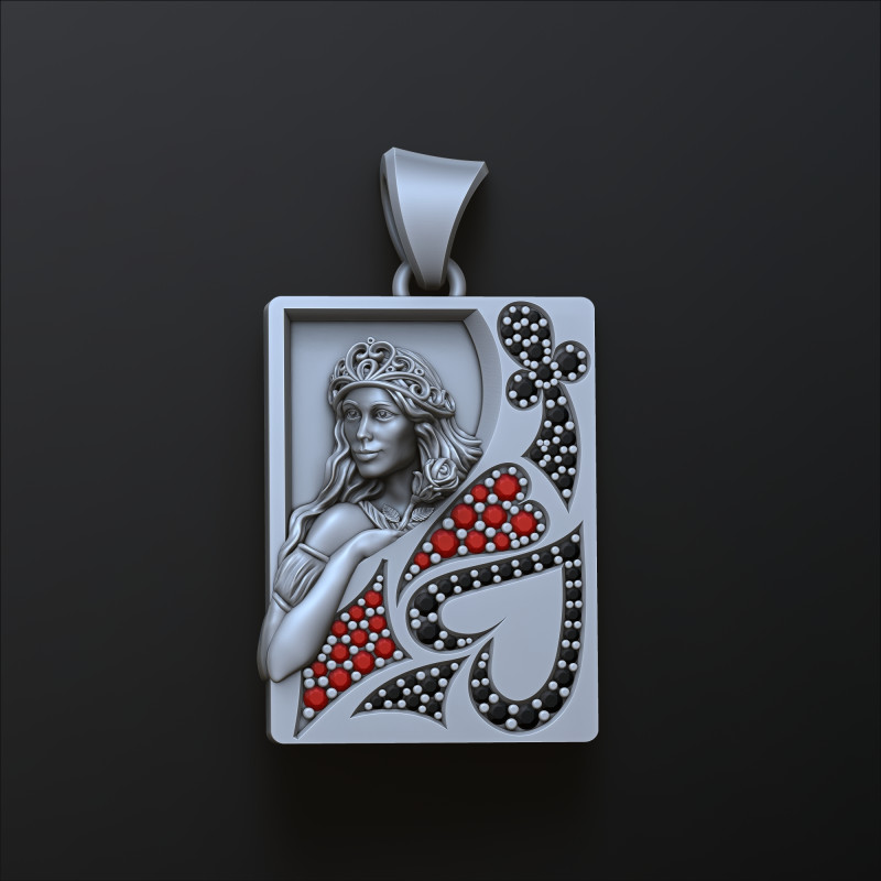 Playing Card Queen 3D print model 3D 프린트 모델 .c4d .max .obj .3ds .fbx .stl .blend