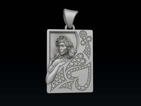 Playing Card Queen 3D print model 3D 프린트 모델