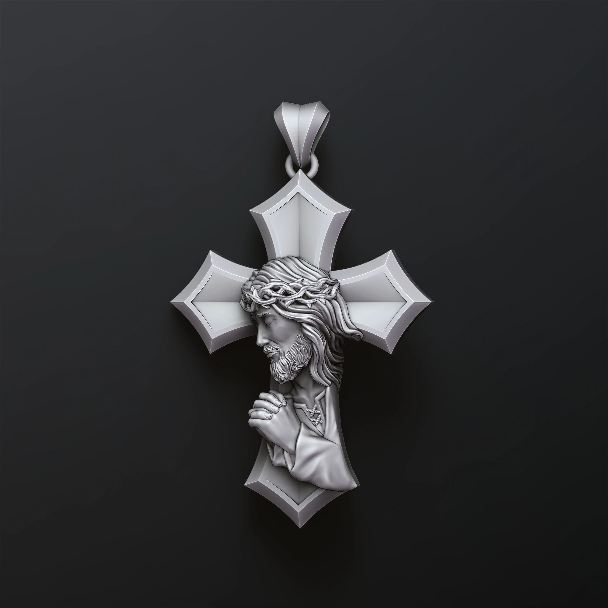 Praying Jesus Cross Pendant 3D print model 3D Print Model .c4d .max .obj .3ds .fbx .stl .blend 