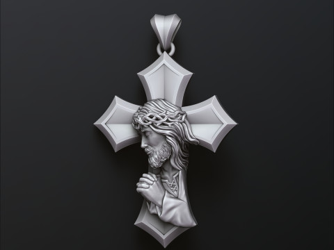 Praying Jesus Cross Pendant 3D print model 3Dプリントモデル