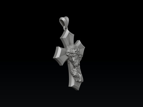 Praying Jesus Cross Pendant 3D print model 3D 打印模型