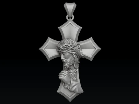 Praying Jesus Cross Pendant 3D print model 3D Print Model