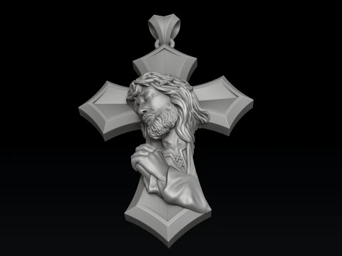Praying Jesus Cross Pendant 3D print model 3D Print Model