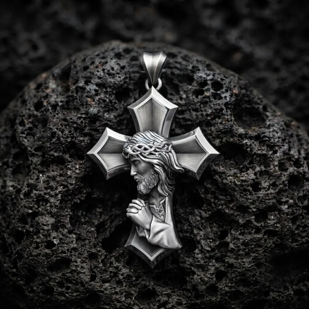 Praying Jesus Cross Pendant 3D print model 3D Print Model .c4d .max .obj .3ds .fbx .stl .blend 