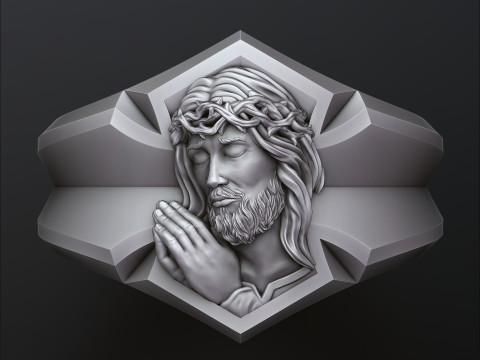 Praying Jesus Cross Ring 3D print model Modello di stampa 3D