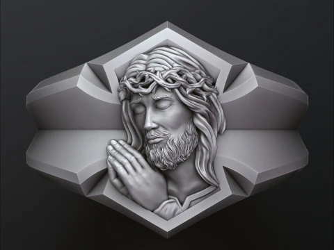 Modello di stampa 3D dell'anello della croce di Ges&ugrave; in preghiera Modello di stampa 3D