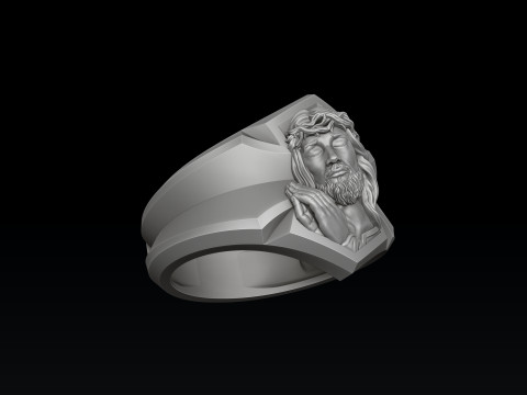 Praying Jesus Cross Ring 3D print model 3D Print Model