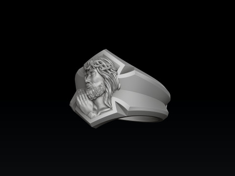 Praying Jesus Cross Ring Pendant Set Pack 3D print model 3Dプリントモデル